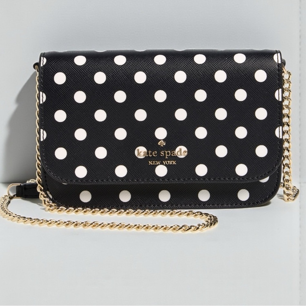 Kate Spade Cheers Boxed Small Crossbody Bag-black and white polka dots-MSRP $259 - Picture 2 of 8
